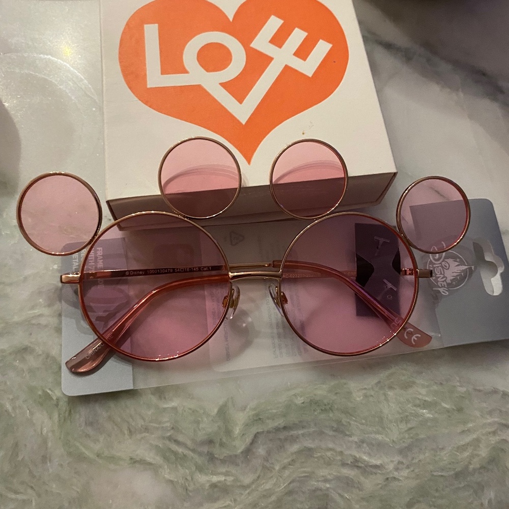 Disney Pink Round Sunglasses with Mickey Ear Accents